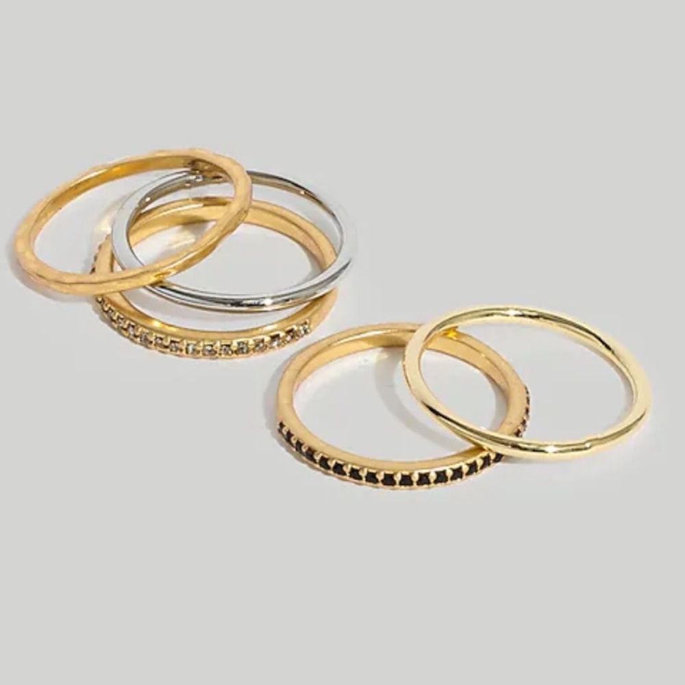 Madewell Gold and Silver Stackable Thin Band Ring Set